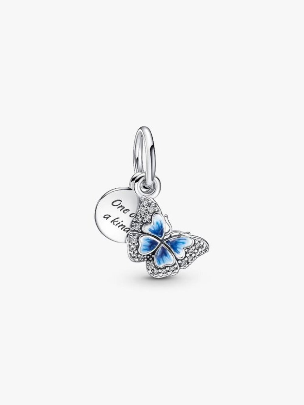 Pandora Blue Butterfly & Quote Double Dangle Charm